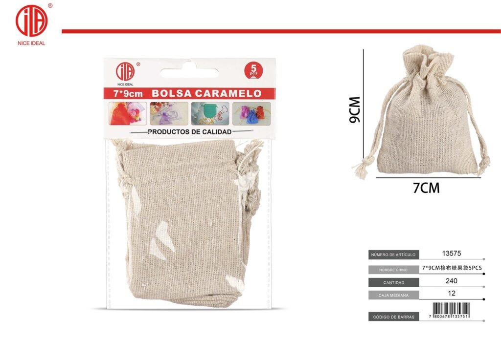 BOLSA DE ALGODóN 7*9 5PCS