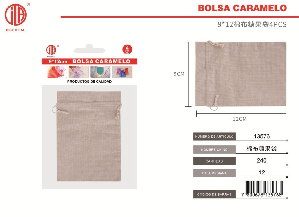 BOLSA DE ALGODóN 9*12 4PCS