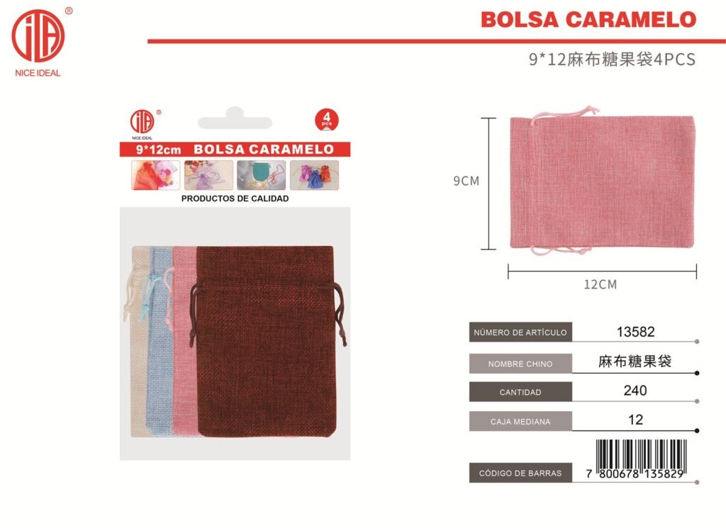 BOLSA DE DULCES DE ARPILLERA 9*12 4PCS