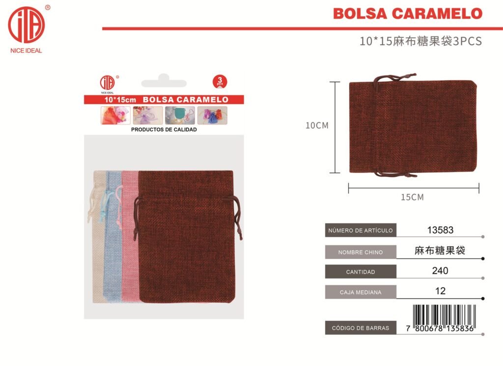BOLSA DE DULCES DE ARPILLERA 10*15 3PCS