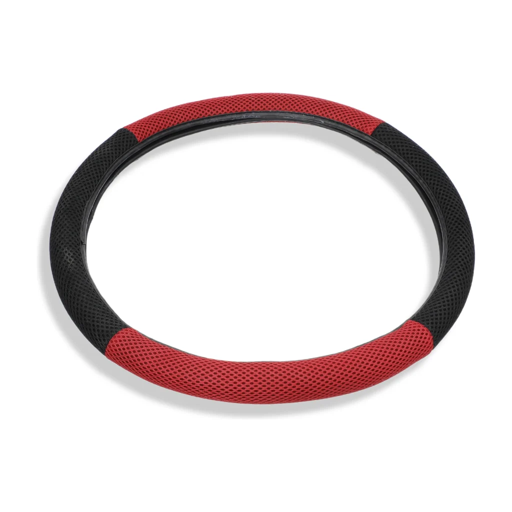 Funda de malla roja y negra para volante de 38 cm SKU 13912