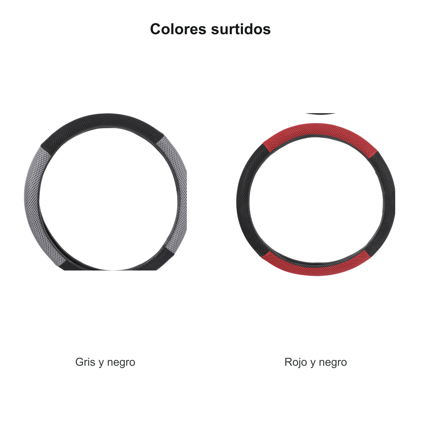 Funda para volante en colores gris y negro y rojo y negro