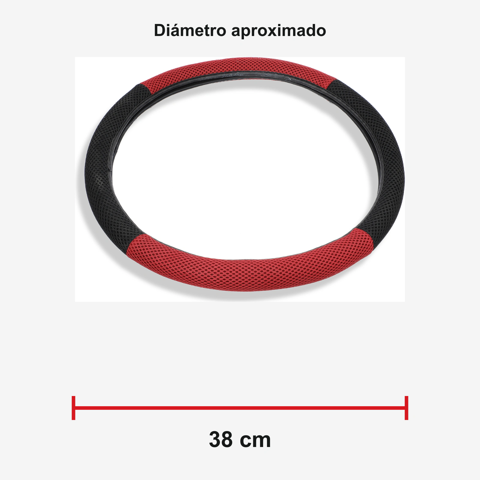 Funda circular para volante con diámetro aproximado de 38 cm