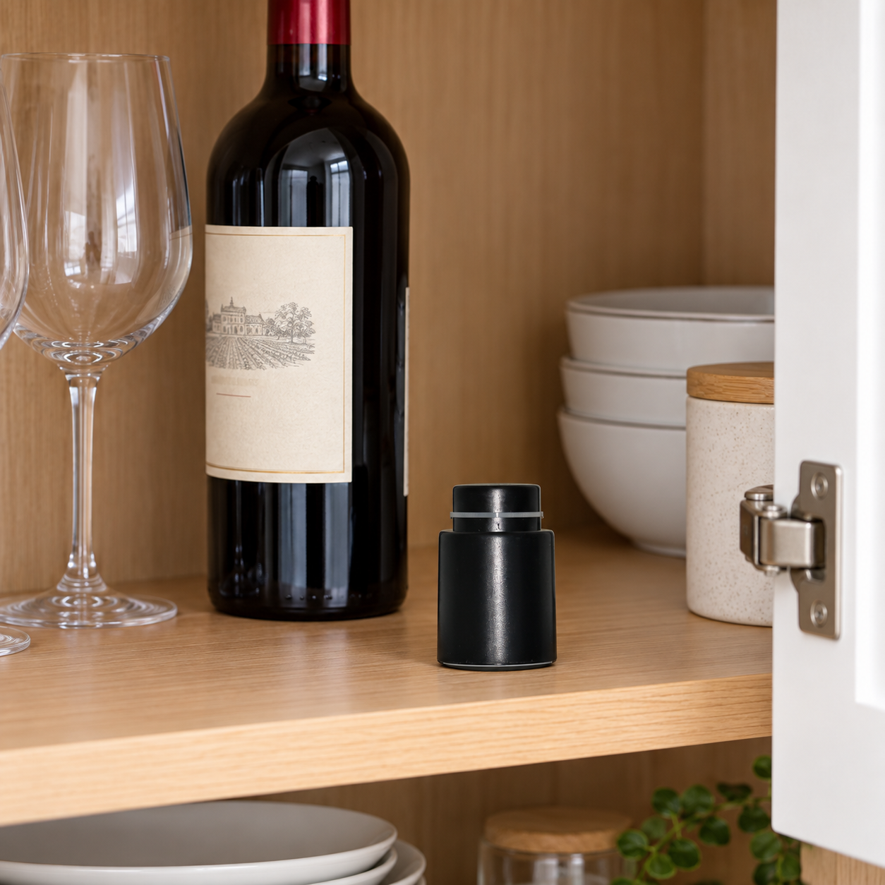 Tapón de vino a presión negro para conservar botellas abiertas, 1 unidad - Imagen 8