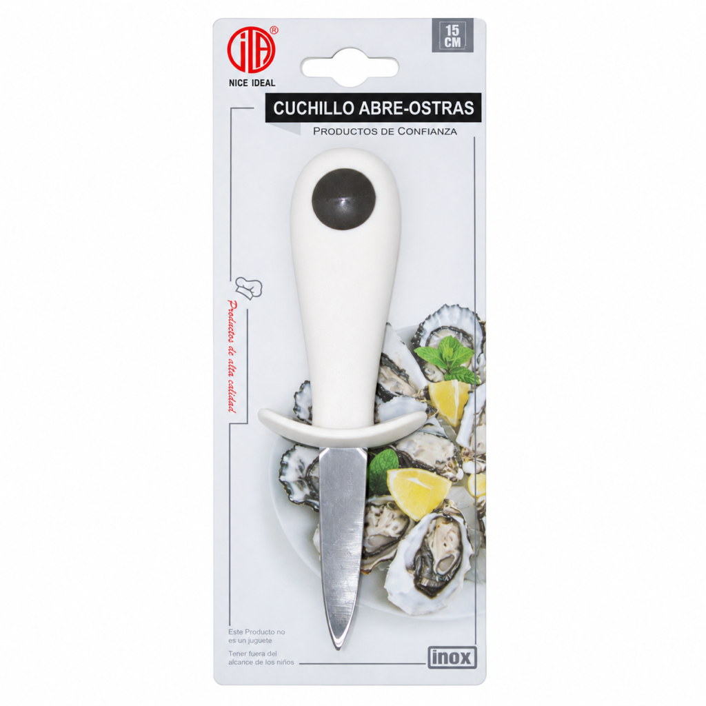Cuchillo blanco de acero inoxidable para abrir ostras