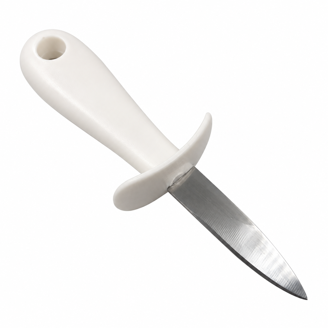 Cuchillo para abrir ostras de acero inoxidable con mango blanco, 15 cm - Imagen 2