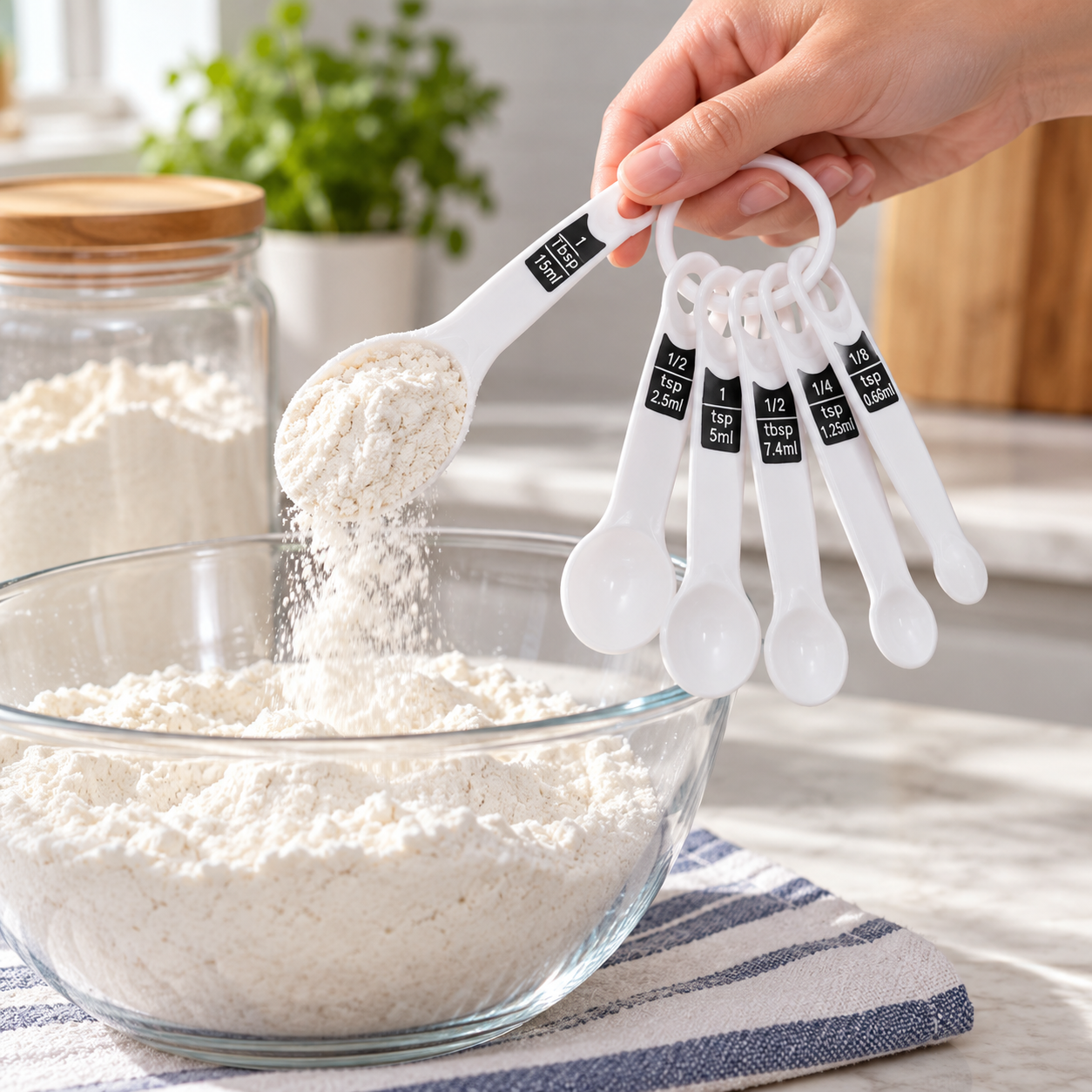 Set de 6 cucharas medidoras pequeñas blancas para cocina, 0,6–15 ml - Imagen 5