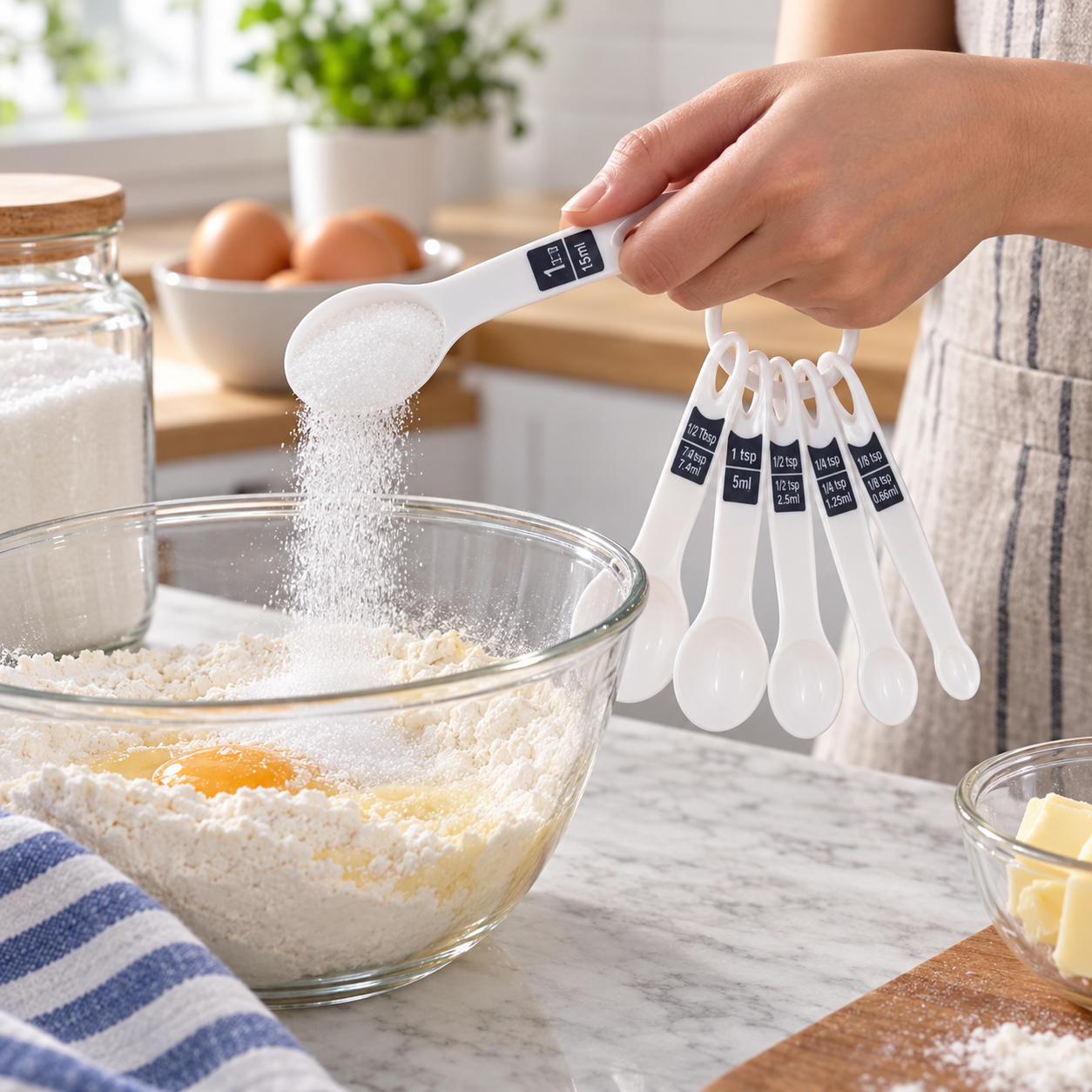 Set de 6 cucharas medidoras pequeñas blancas para cocina, 0,6–15 ml - Imagen 6