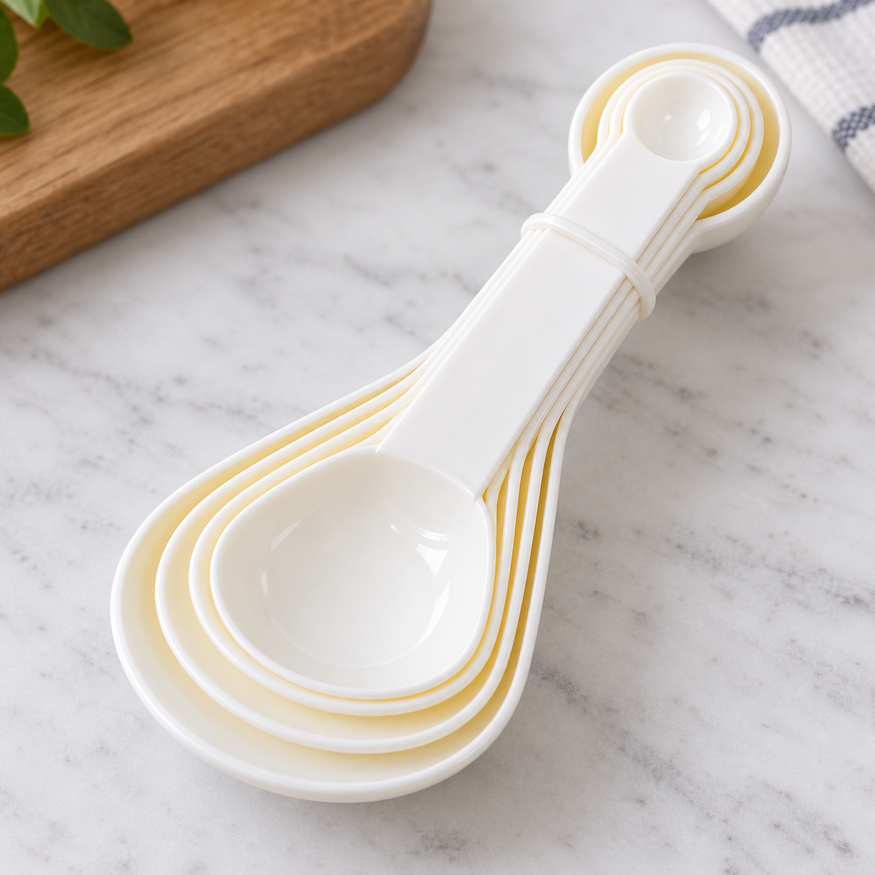 Set de 4 cucharas medidoras dobles blancas para cocina, 23 cm - Imagen 3