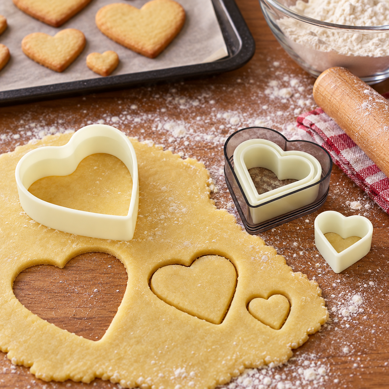 Cortapastas de corazón de plástico, set de 3 piezas - Imagen 5