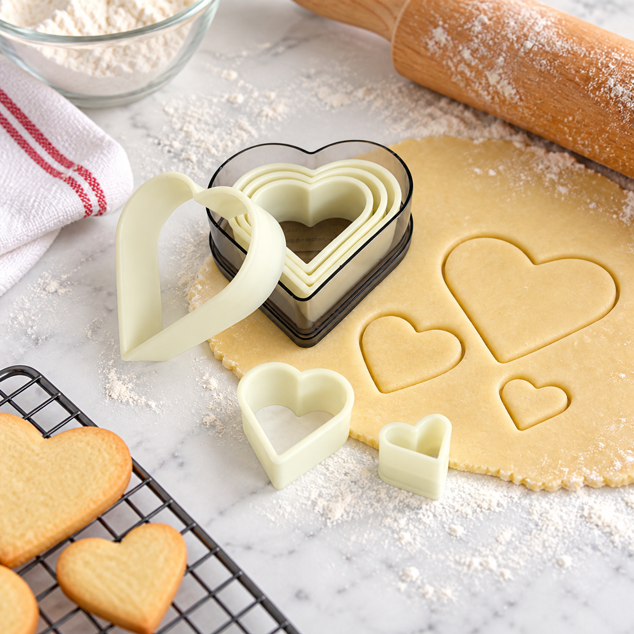 Cortapastas de corazón de plástico, set de 3 piezas - Imagen 6