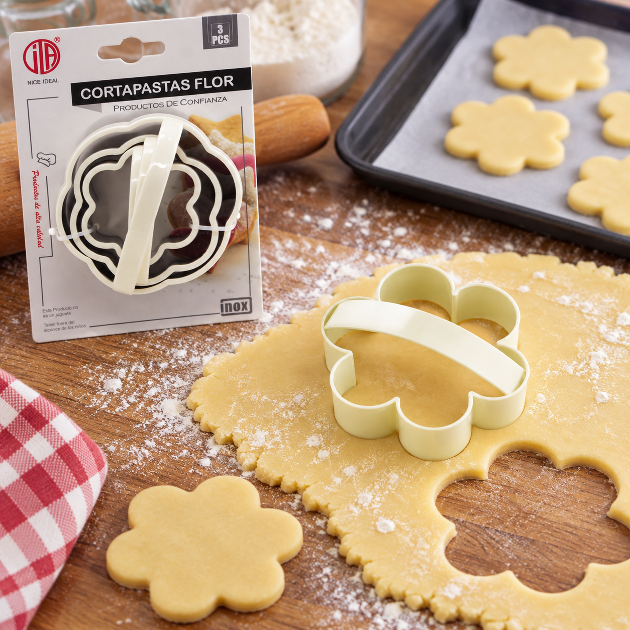 Cortapastas de flor de plástico, set de 3 piezas - Imagen 5