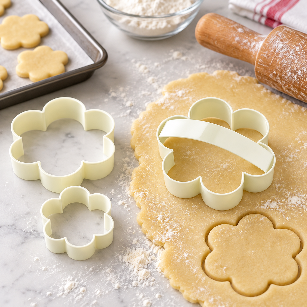 Cortapastas de flor de plástico, set de 3 piezas - Imagen 6