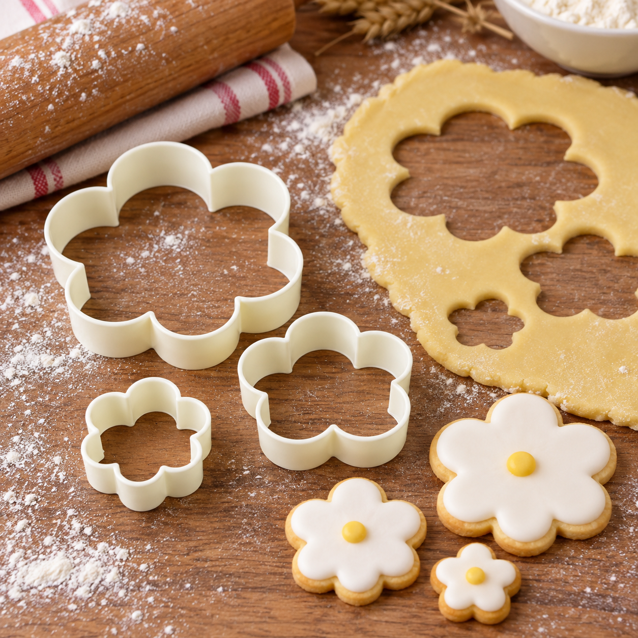 Cortapastas de flor de plástico, set de 3 piezas - Imagen 7