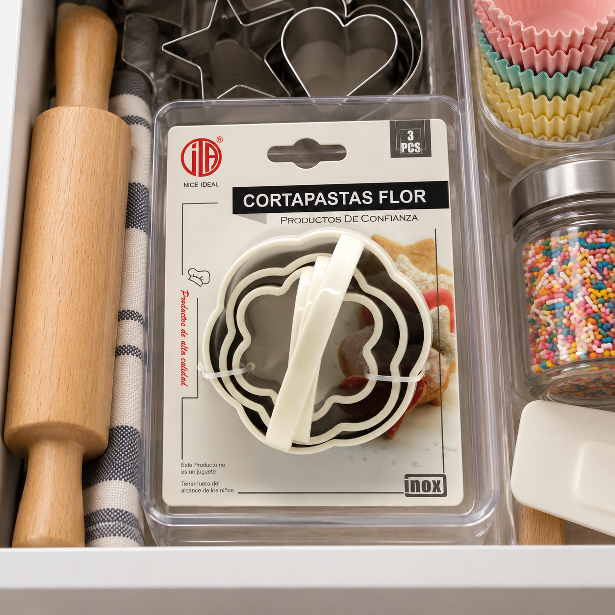 Cortapastas de flor de plástico, set de 3 piezas - Imagen 8