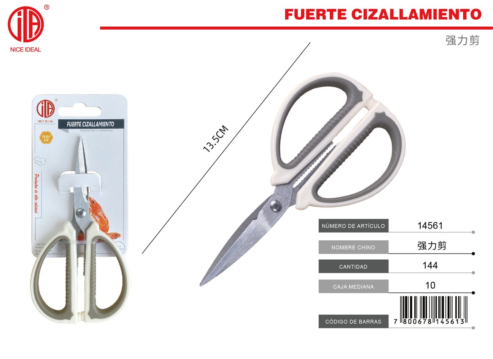 Tijeras de cocina pequeñas multiuso con hojas metálicas y agarre antideslizante