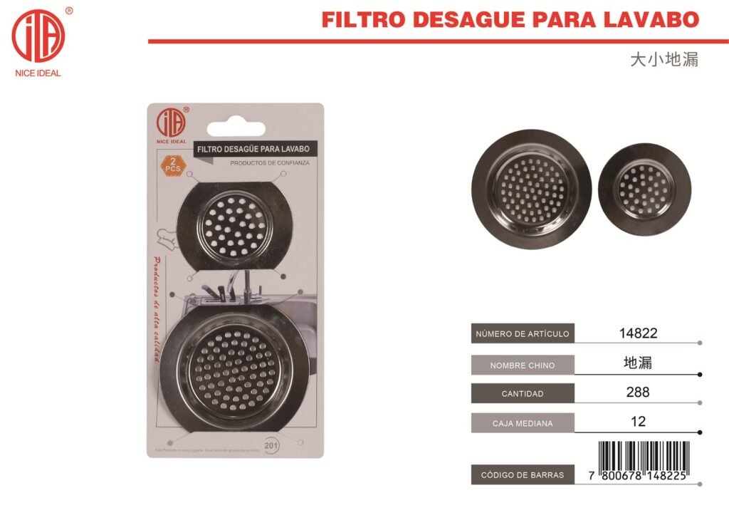 Filtros metálicos para desagüe de lavaplatos, 2 piezas