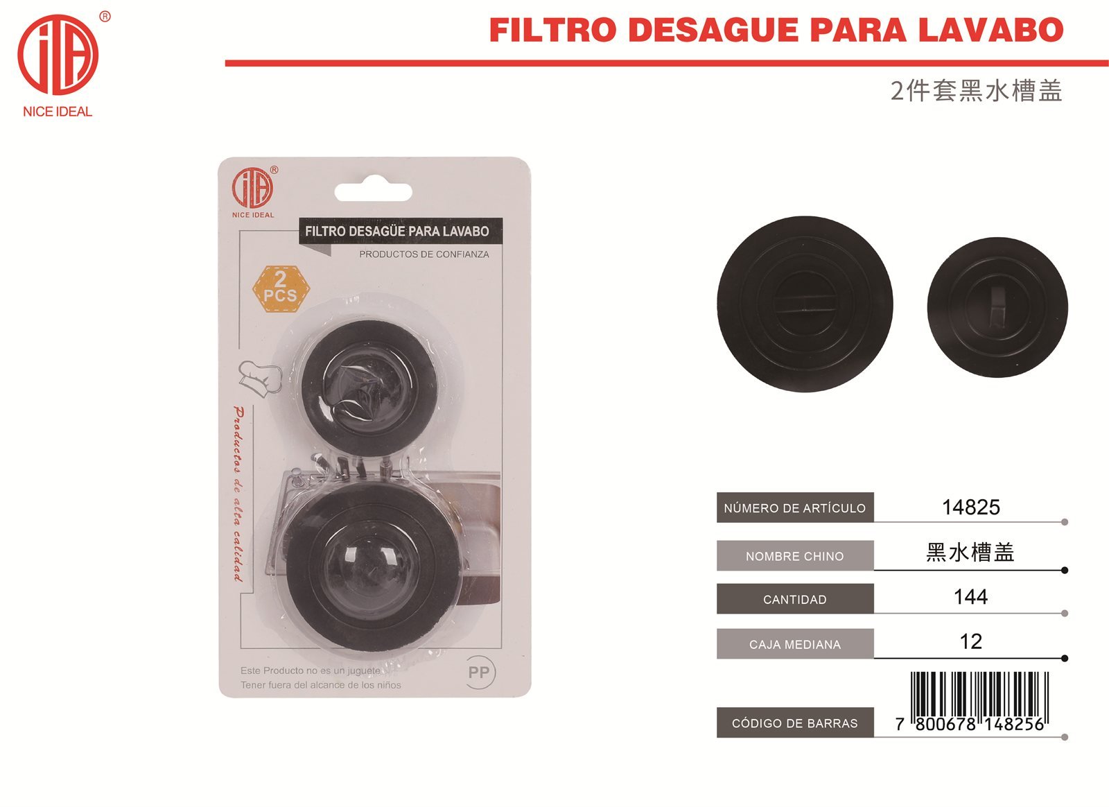 Tapones para desagüe de lavaplatos, 2 piezas