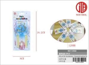 Velas de cumpleaños con números transparentes dorados
