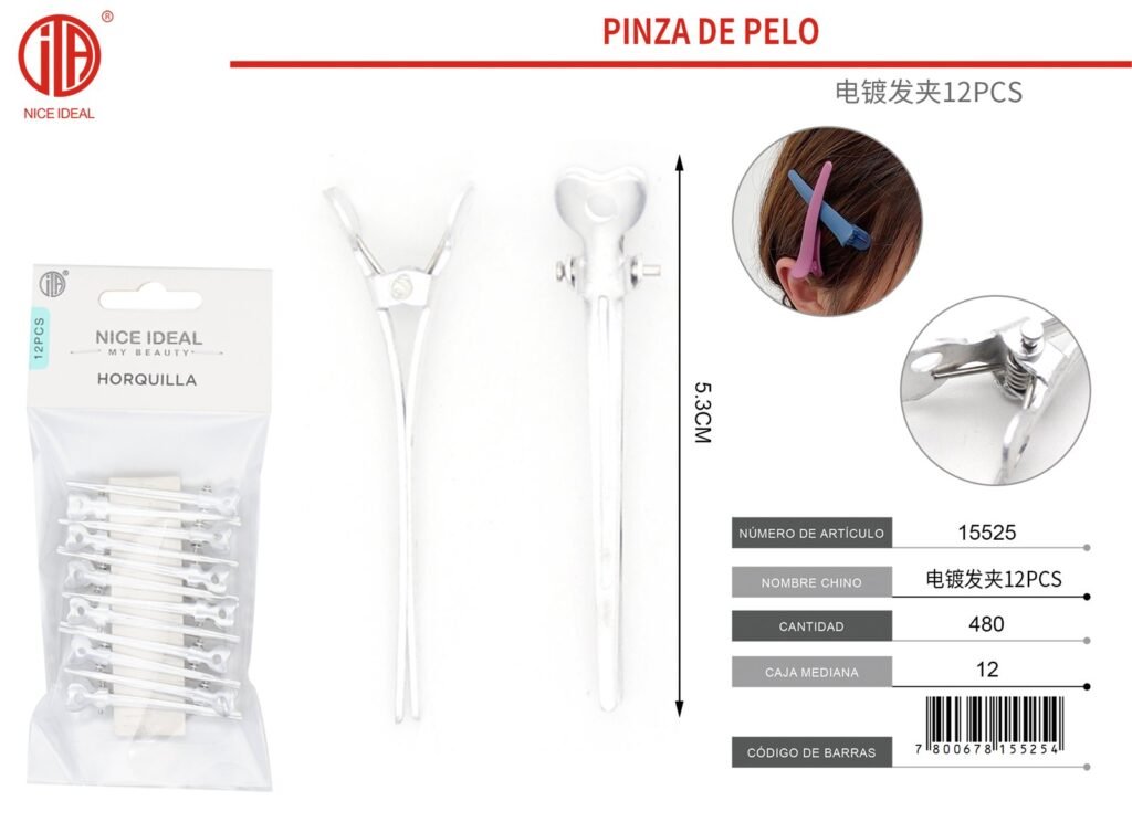 PINZA DE PELO ELECTROCHAPADA 12PCS