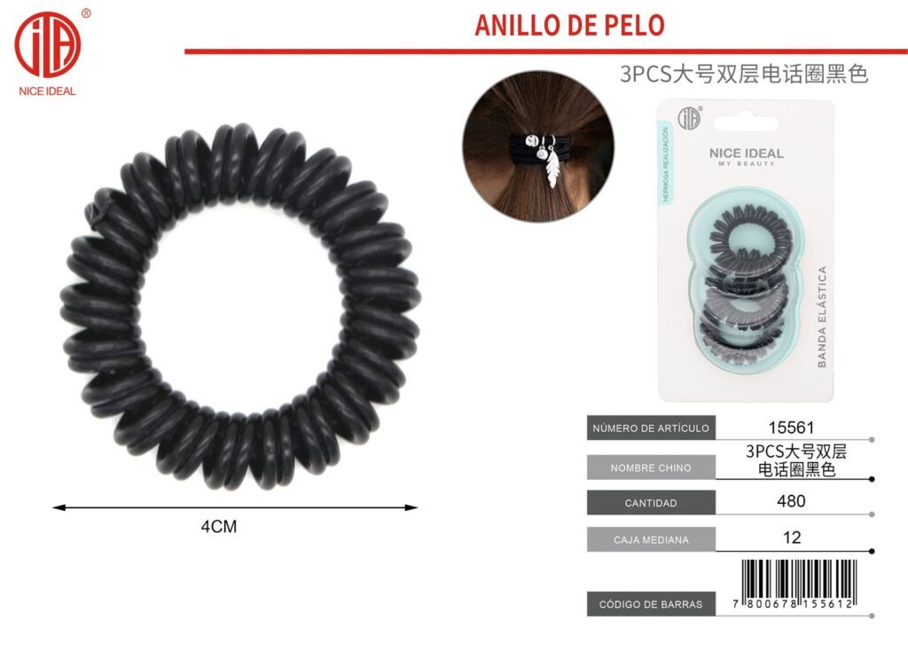 GRAN ANILLO TELEFONICO DOBLE CAPA NEGRO