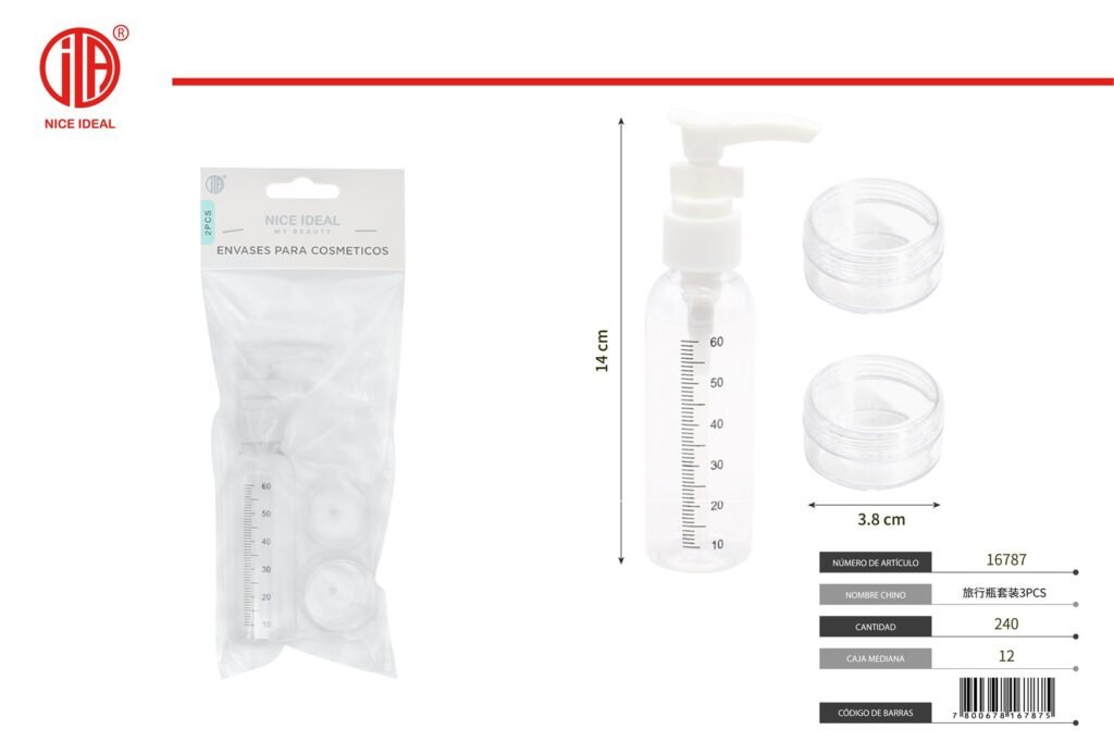 JUEGO DE BOTELLAS DE VIAJE 3PCS 60ML 10G *2PCS