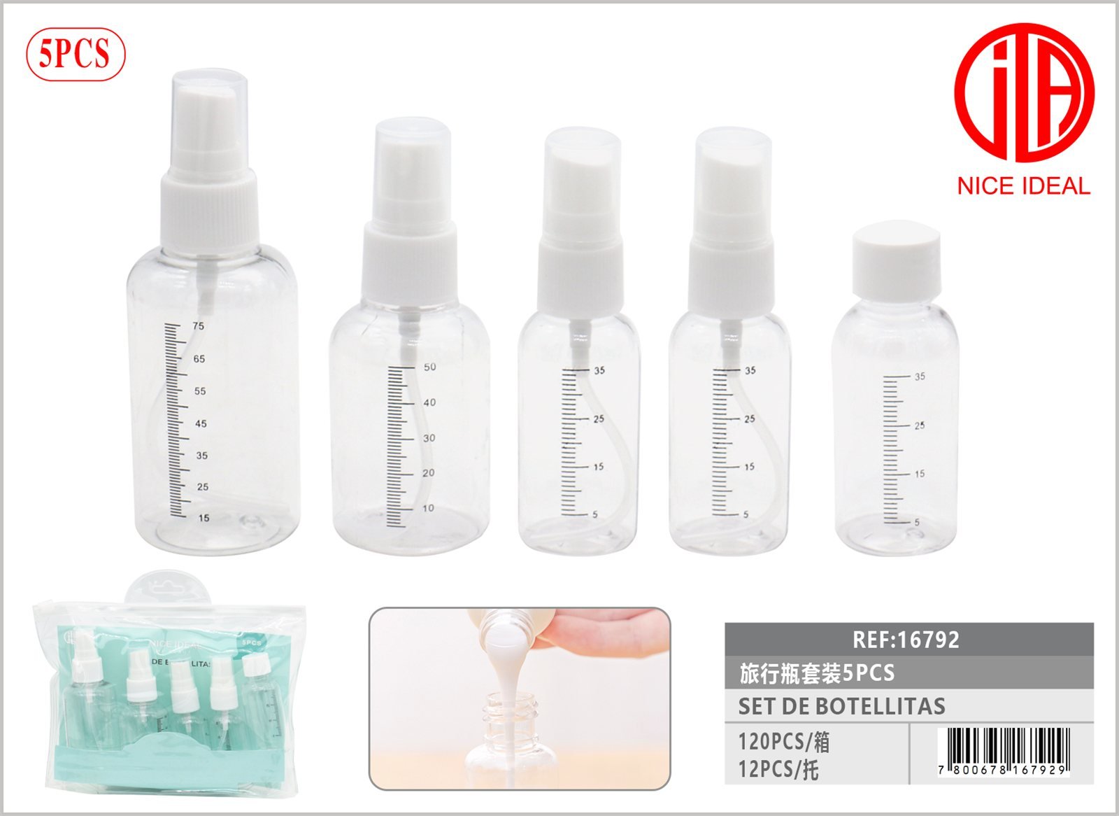 SET DE BOTELLITAS 5PCS 75ML 50ML 35ML 35ML *2PCS