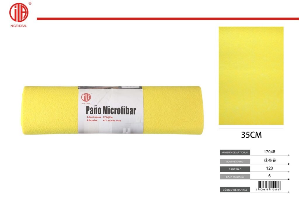 Rollo de paño de microfibra amarillo de 35 cm
