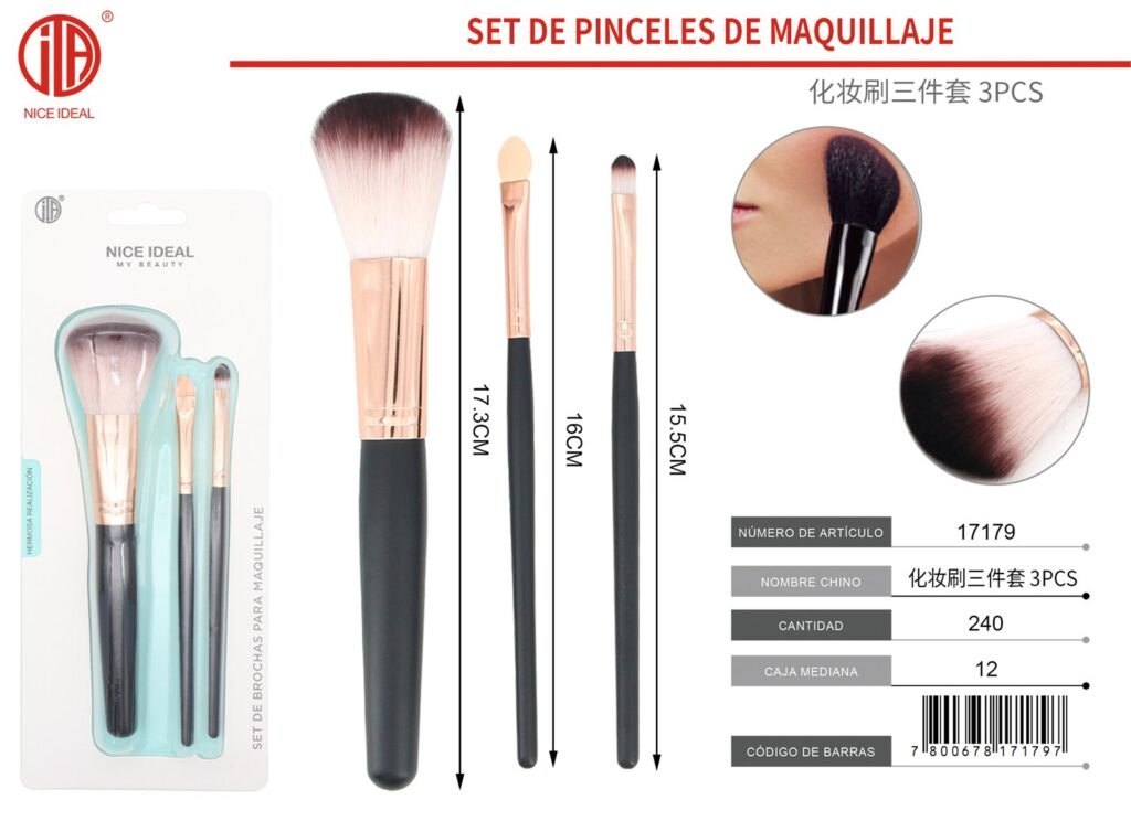 PINCEL DE MAQUILLAJE 3PCS
