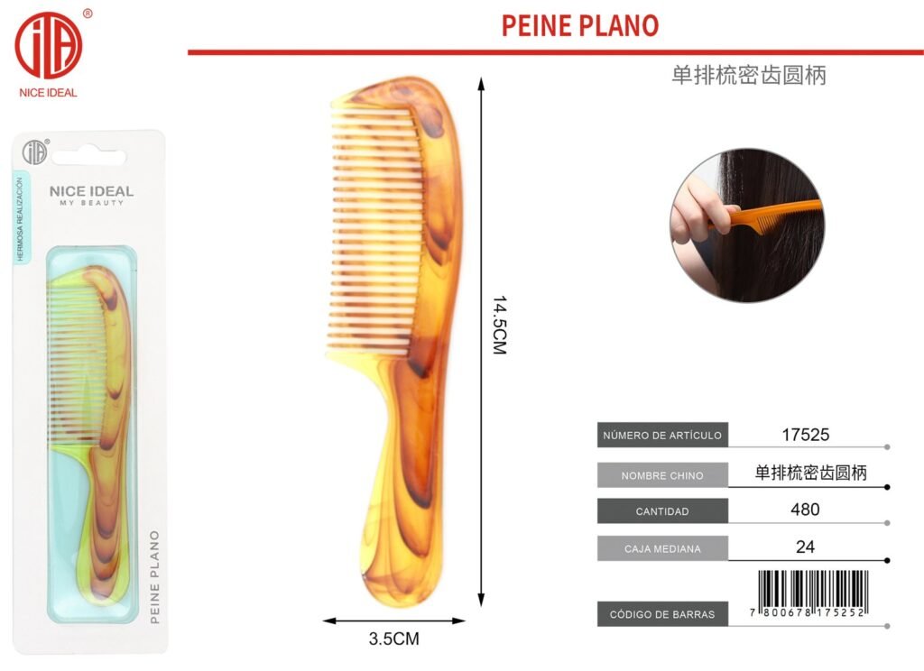 PEINE DE UNA HILERA MANGO REDONDO DE DIENTES CERRADOS