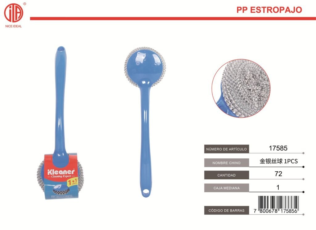 TARJETA DE BURBUJAS CON BOLAS DORADAS Y PLATEADAS (ESTROPAJO PP) (PP SCOURER)
