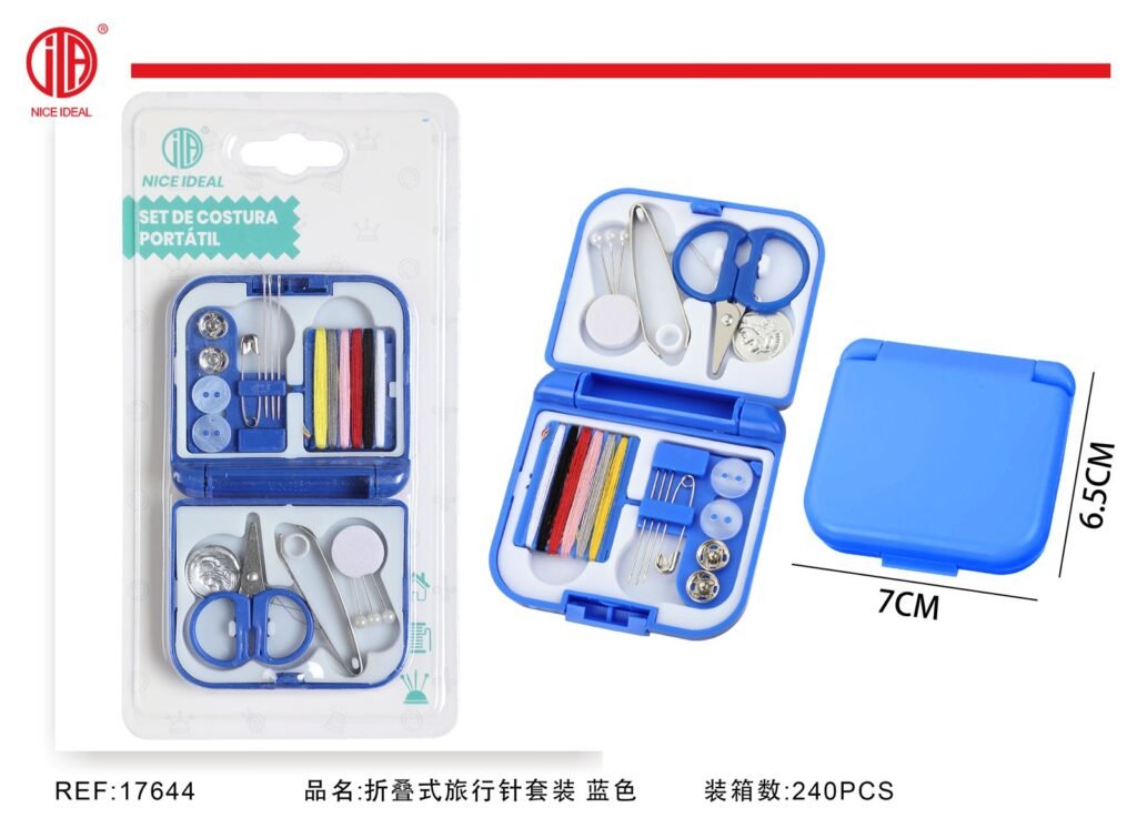 JUEGO DE AGUJAS DE VIAJE PLEGABLES AZUL
