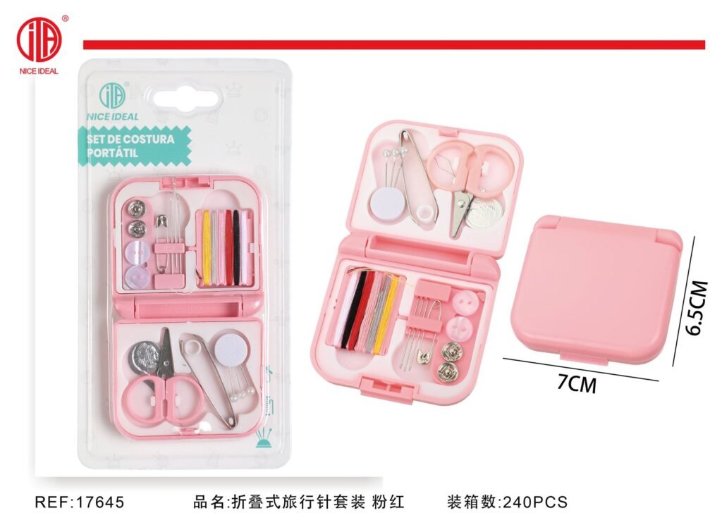 JUEGO DE AGUJAS DE VIAJE PLEGABLES ROSA