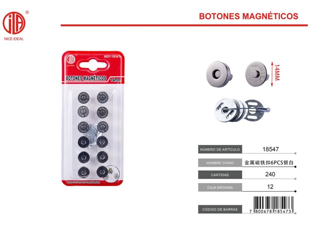 HEBILLA MAGNéTICA 14MM 6PCS