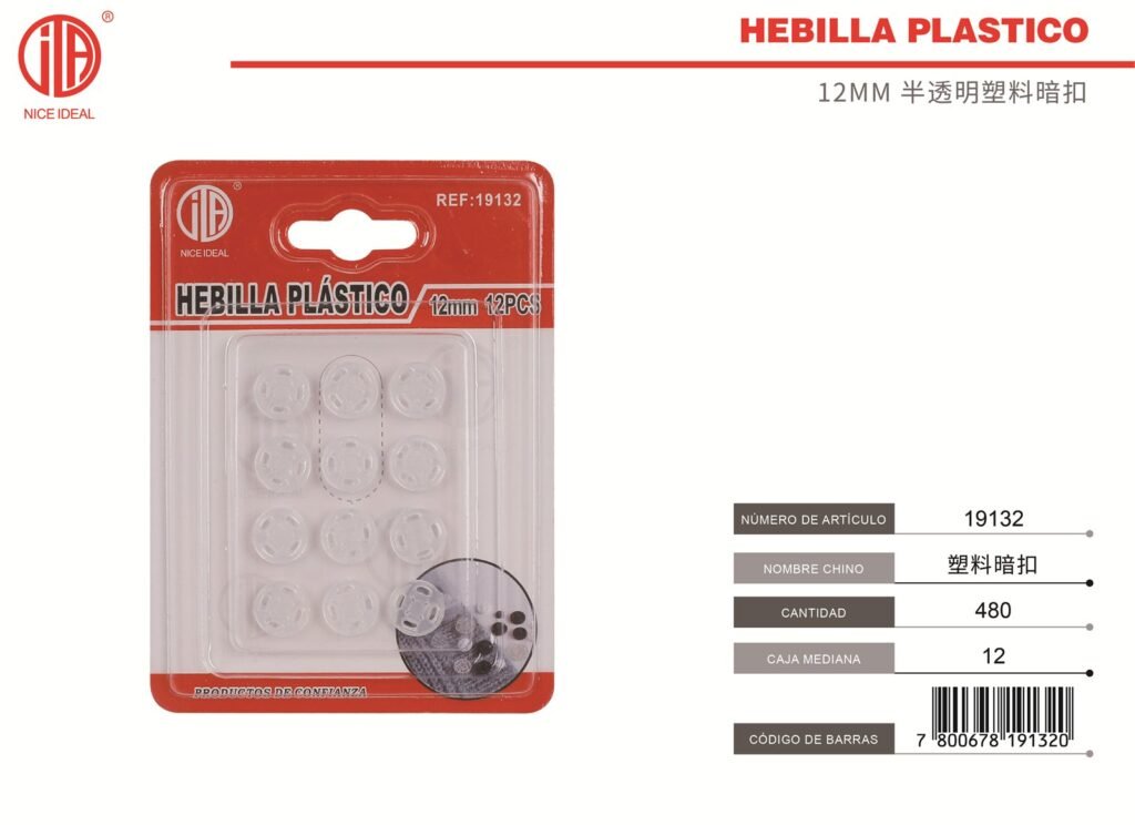 HEBILLA OCULTA DE PLáSTICO 12MM 12PCS