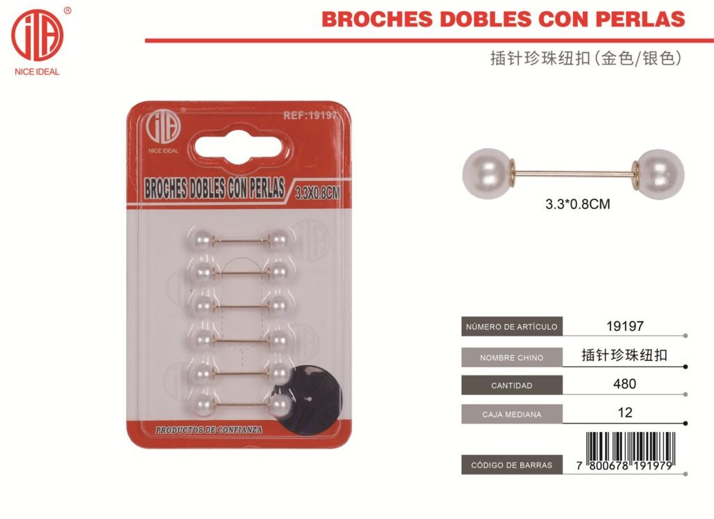 BOTONES DE PERLAS 6PCS 3.3*0.8CM