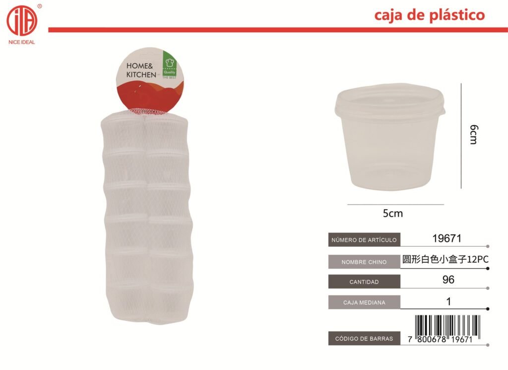 Set de recipientes redondos blancos, 12 piezas