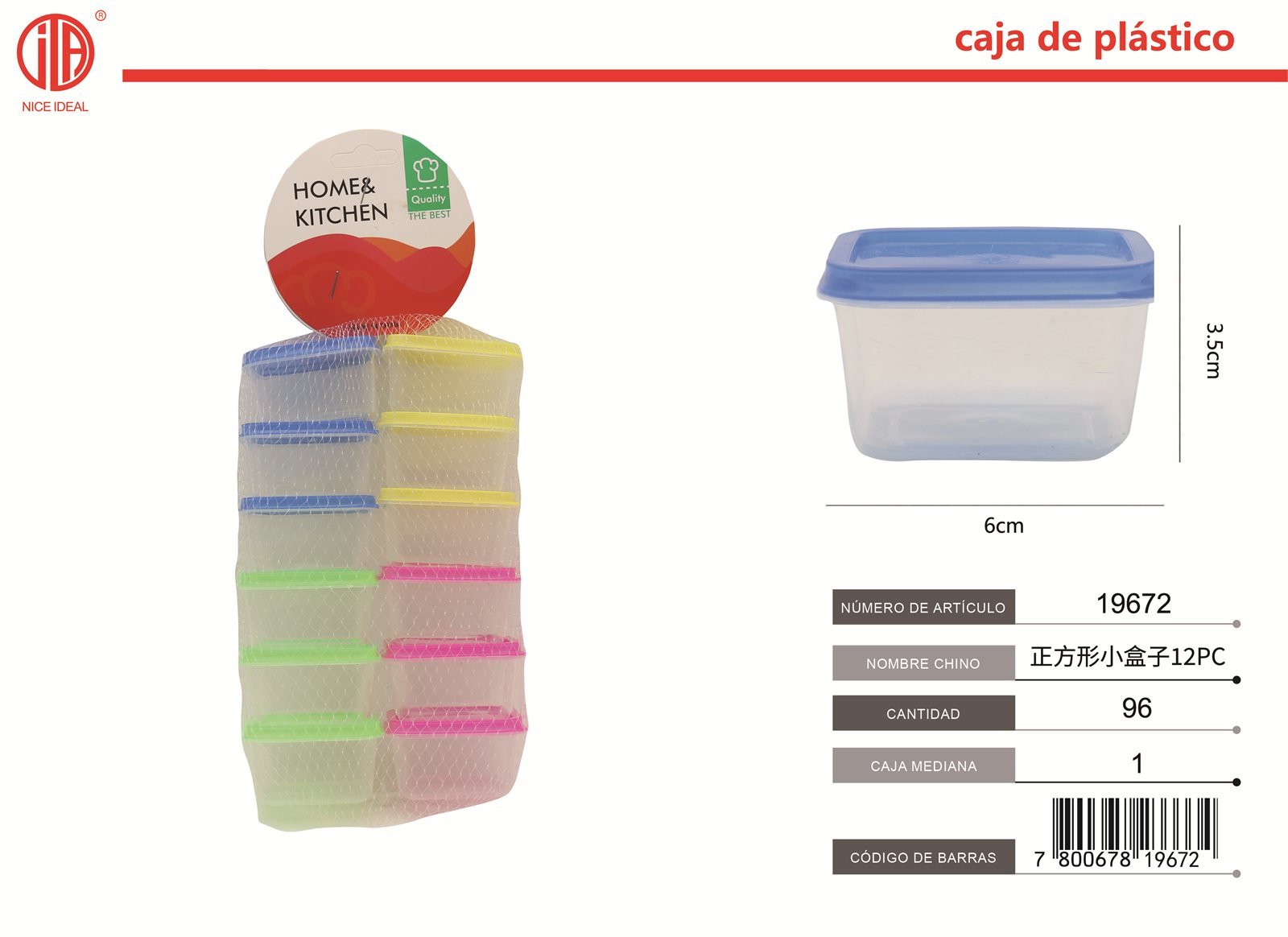 Set de recipientes cuadrados pequeños, 12 piezas