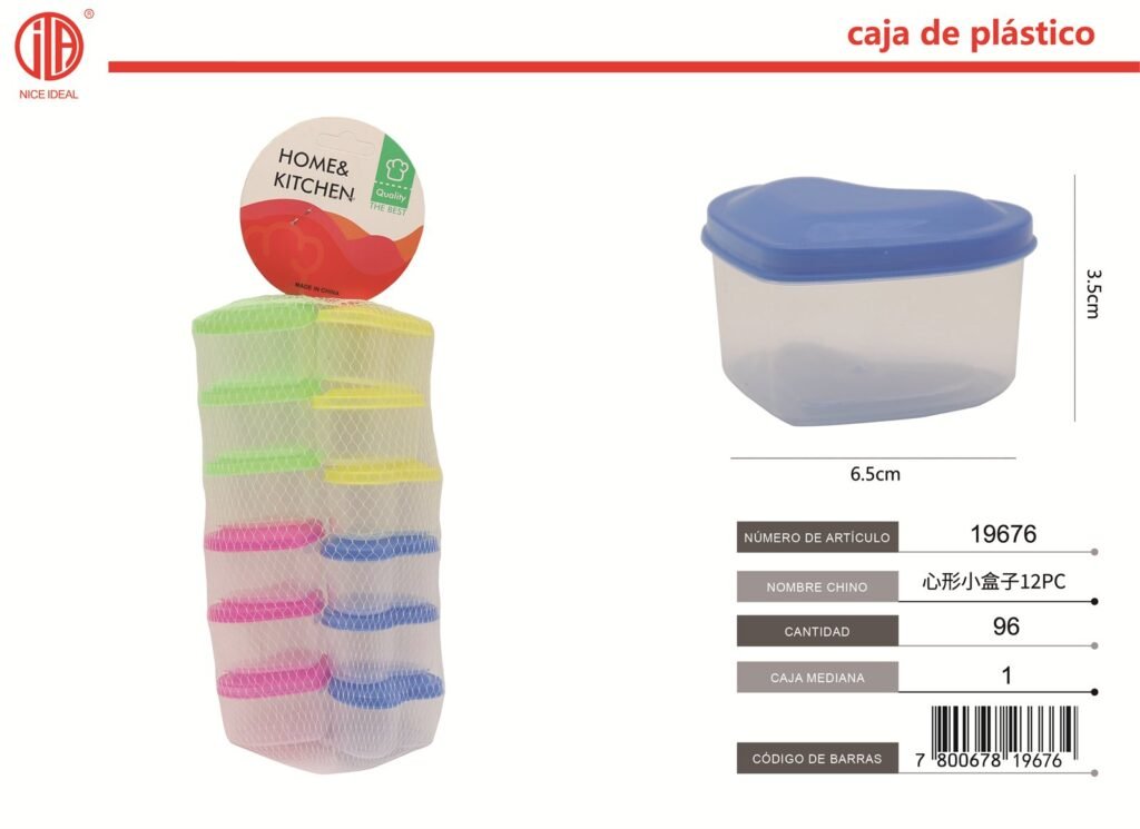 Set de recipientes con forma de corazón, 12 piezas