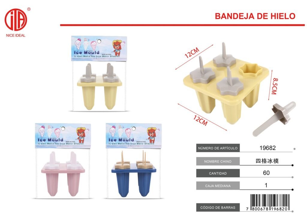 Molde para helados de 4 cavidades