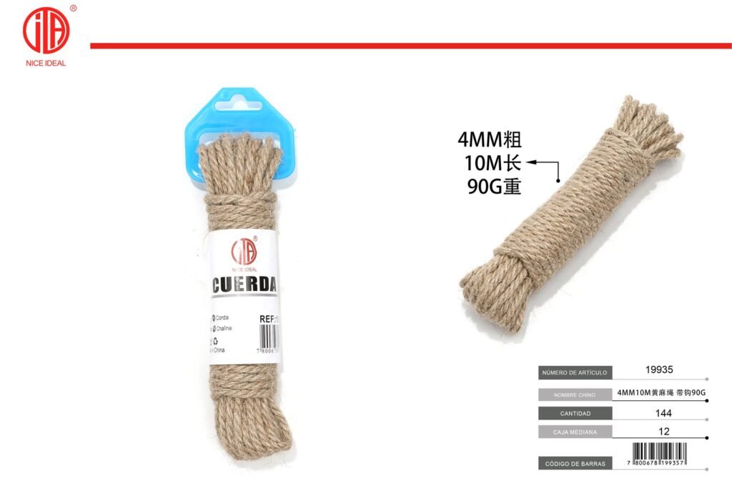 CUERDA DE YUTE CON GANCHO 4MM10M 90G