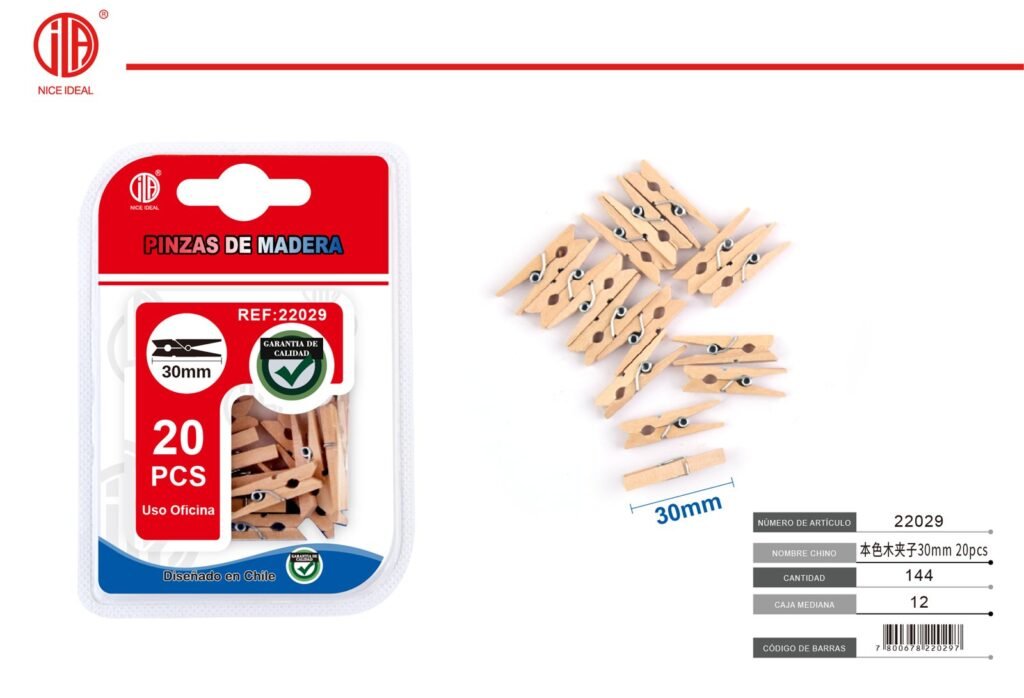 CLIP DE MADERA 30MM 20PCS