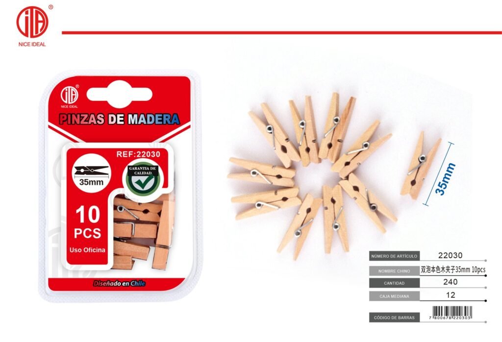 CLIP DE MADERA 35MM 10PCS