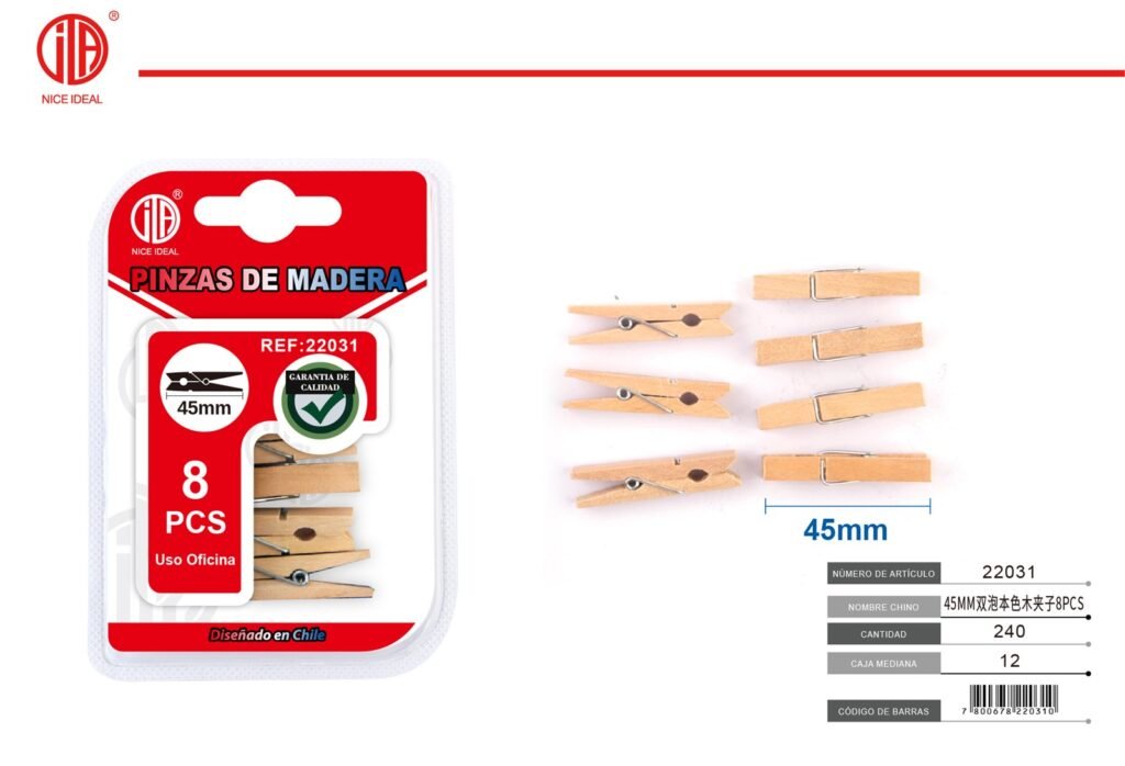 CLIP DE MADERA 45MM 8PCS