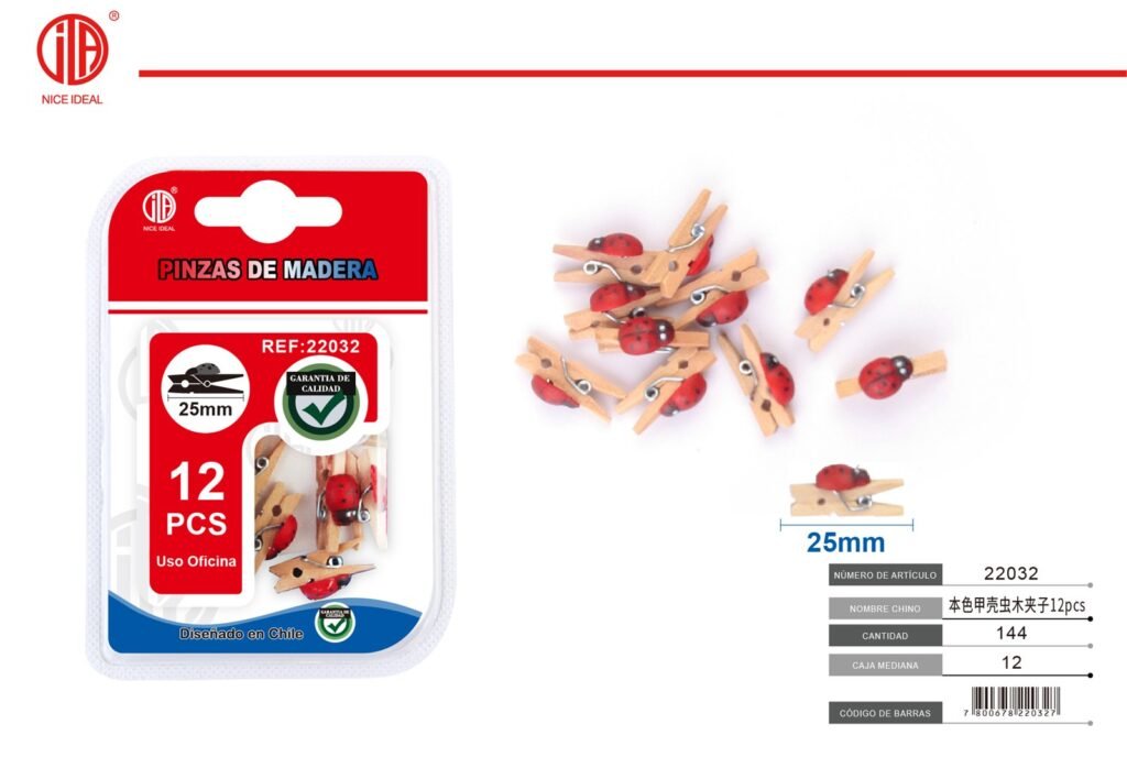 CLIP DE MADERA 25MM 12PCS