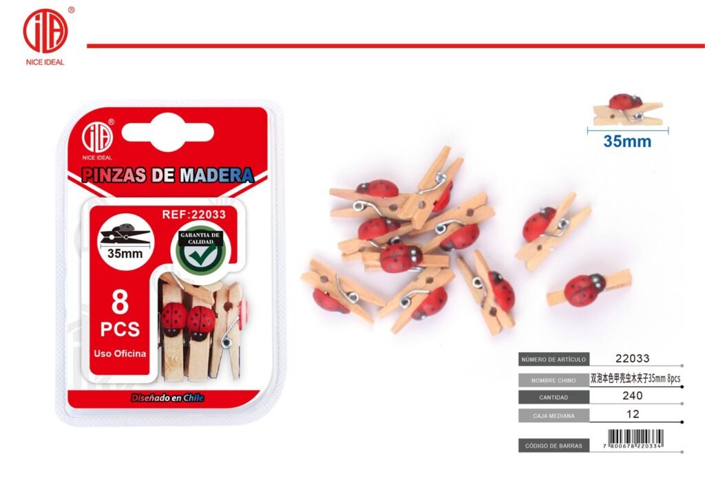 CLIP DE MADERA 35MM 8PCS