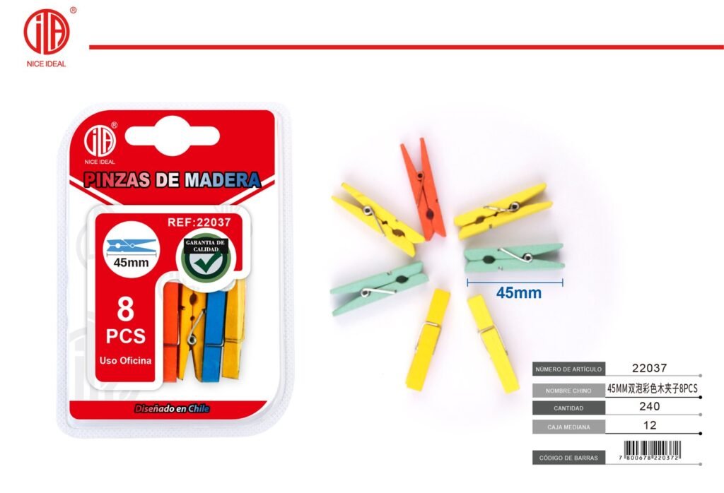 CLIP DE MADERA 45MM 8PCS