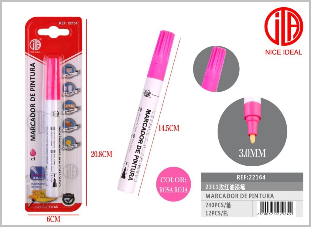 PLUMA DE PINTURA ROSA ROJA