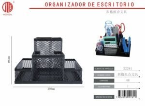 Organizador metalico de escritorio con compartimentos
