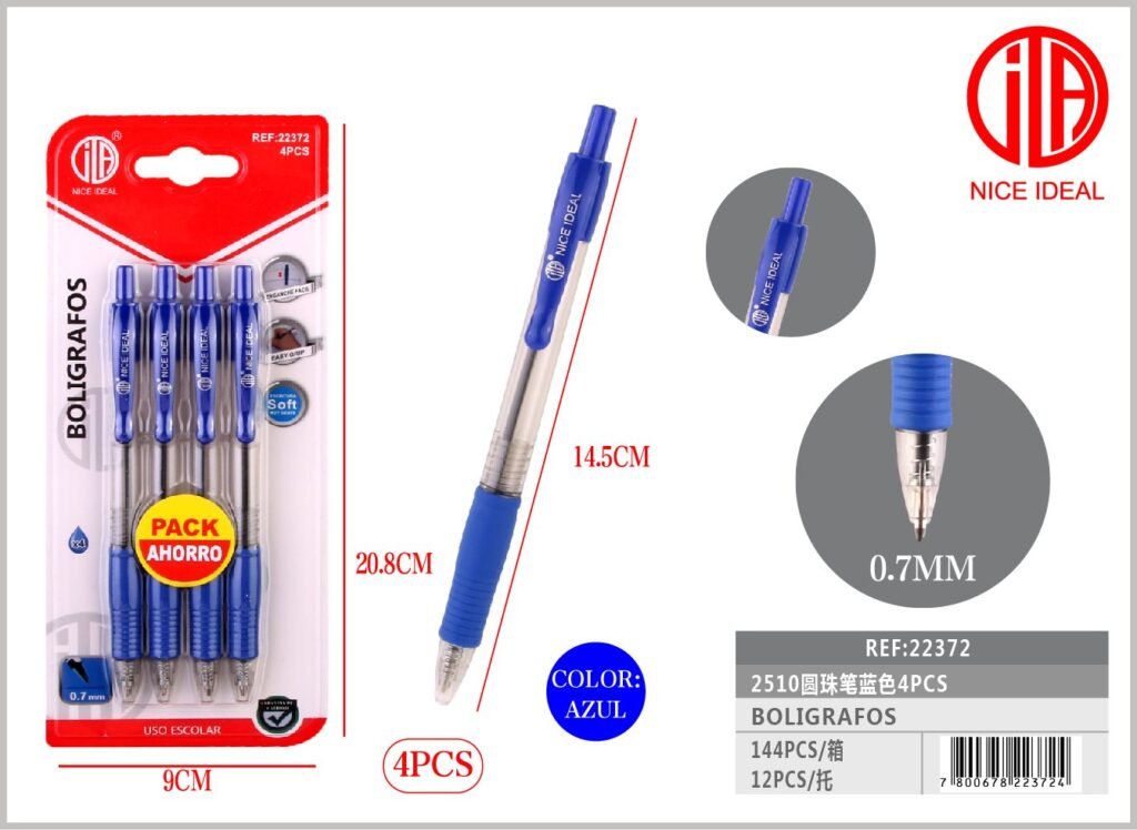 BOLíGRAFO AZUL 4 PIEZAS 2510 4PCS